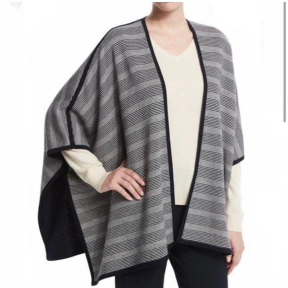 Tory Burch navy reversible poncho/ cape - Picture 2 of 6